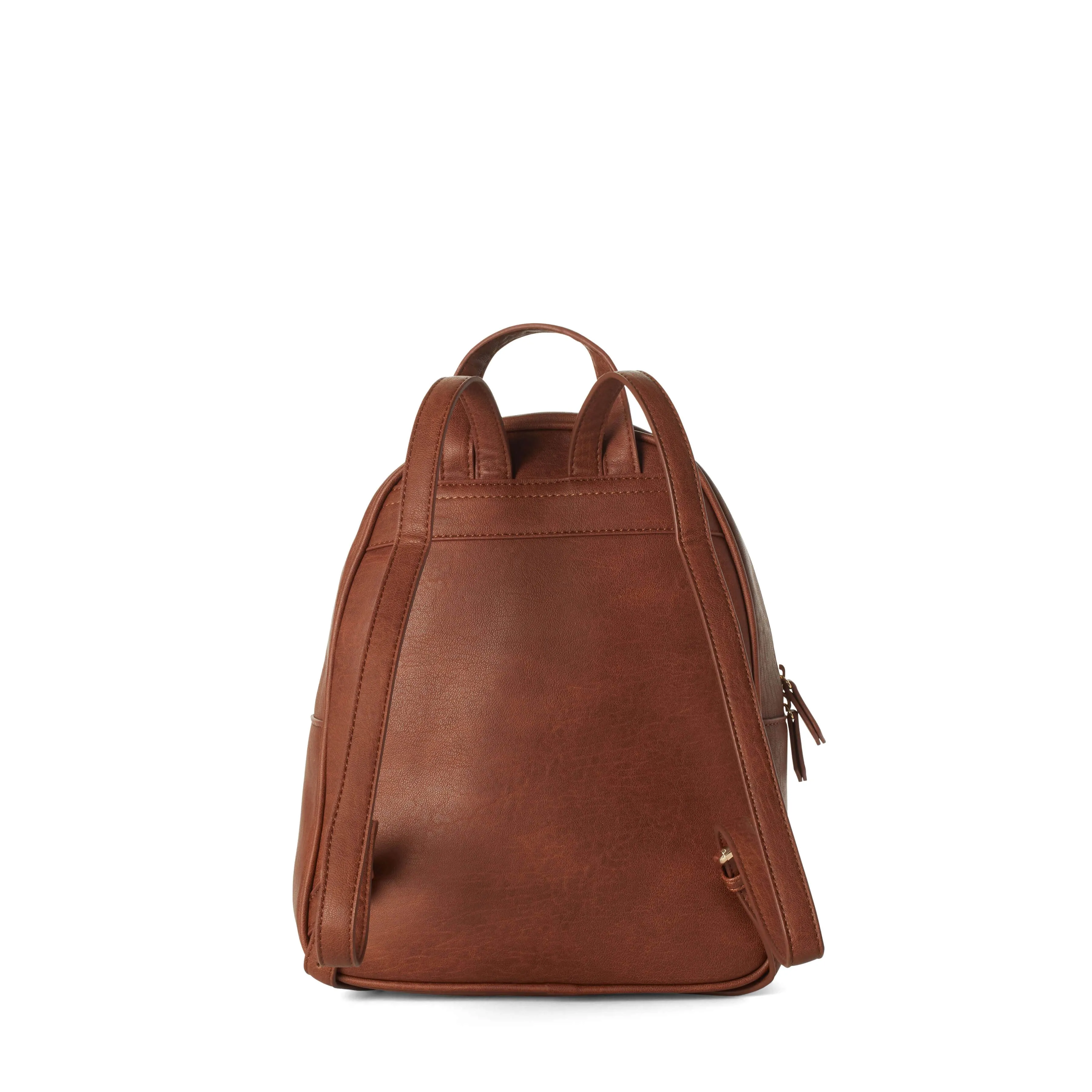 Suzie Double Zip Compact Vegan Backpack | Chestnut